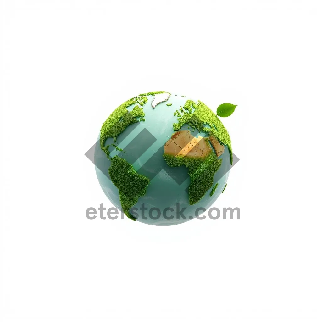 Picture of 3D Globe on Ocean with Continents and Sea