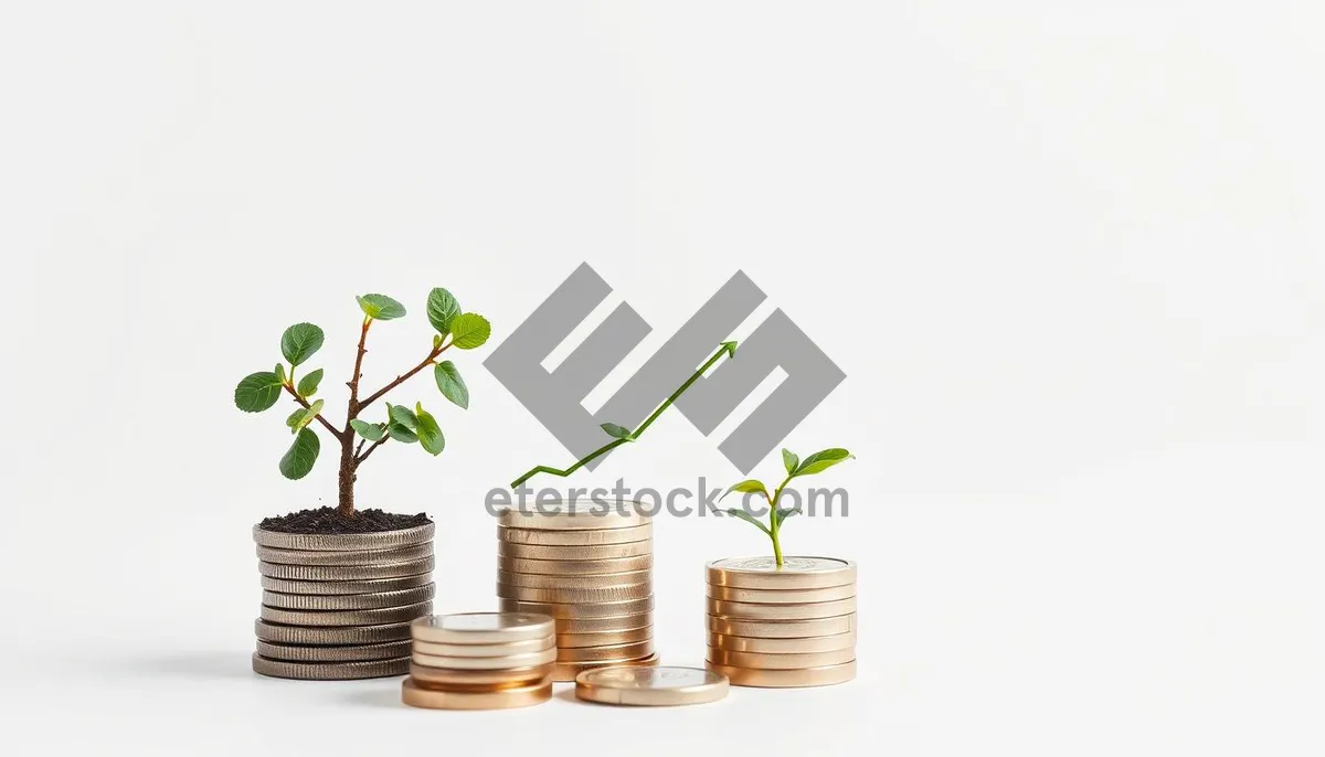 Picture of Golden Money Plant Growth Stack Wealth Banking