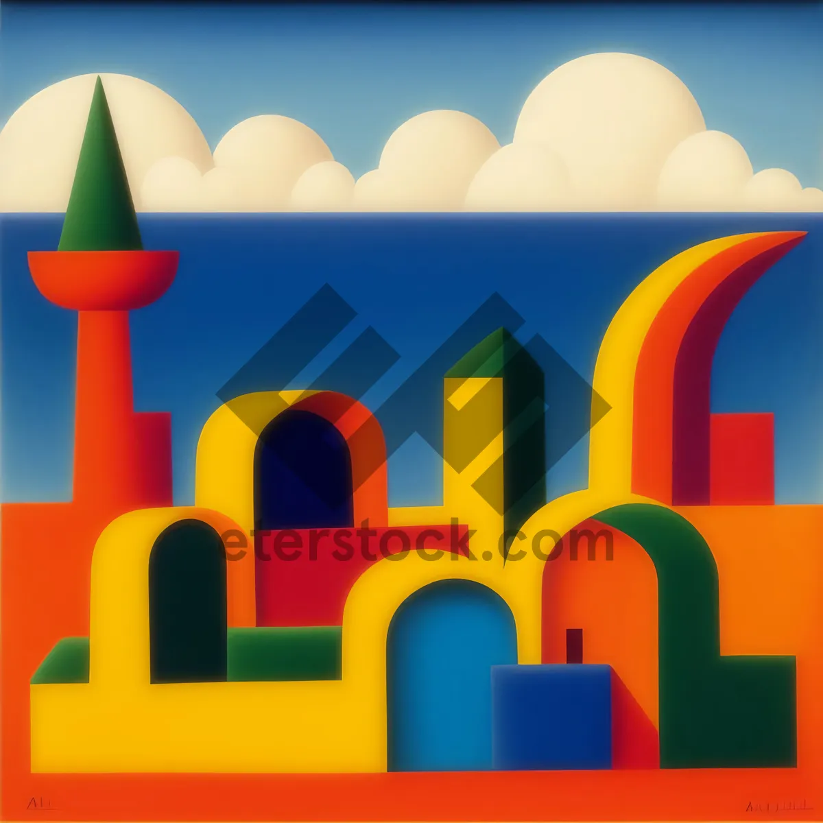Picture of 3D Business Area Icon Symbol Sign Shopper Stairs