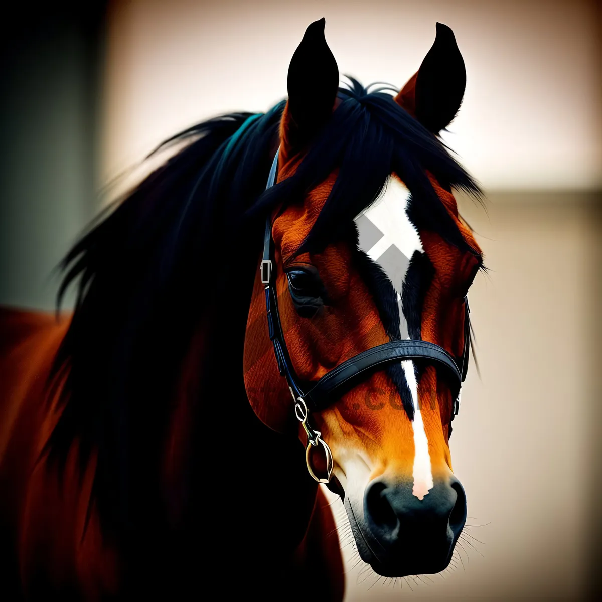 Picture of Brown Stallion in Equestrian Attire