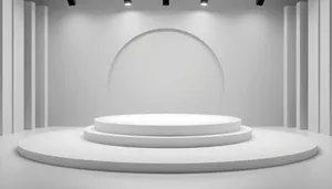 Modern 3D blank room with designer furniture concept