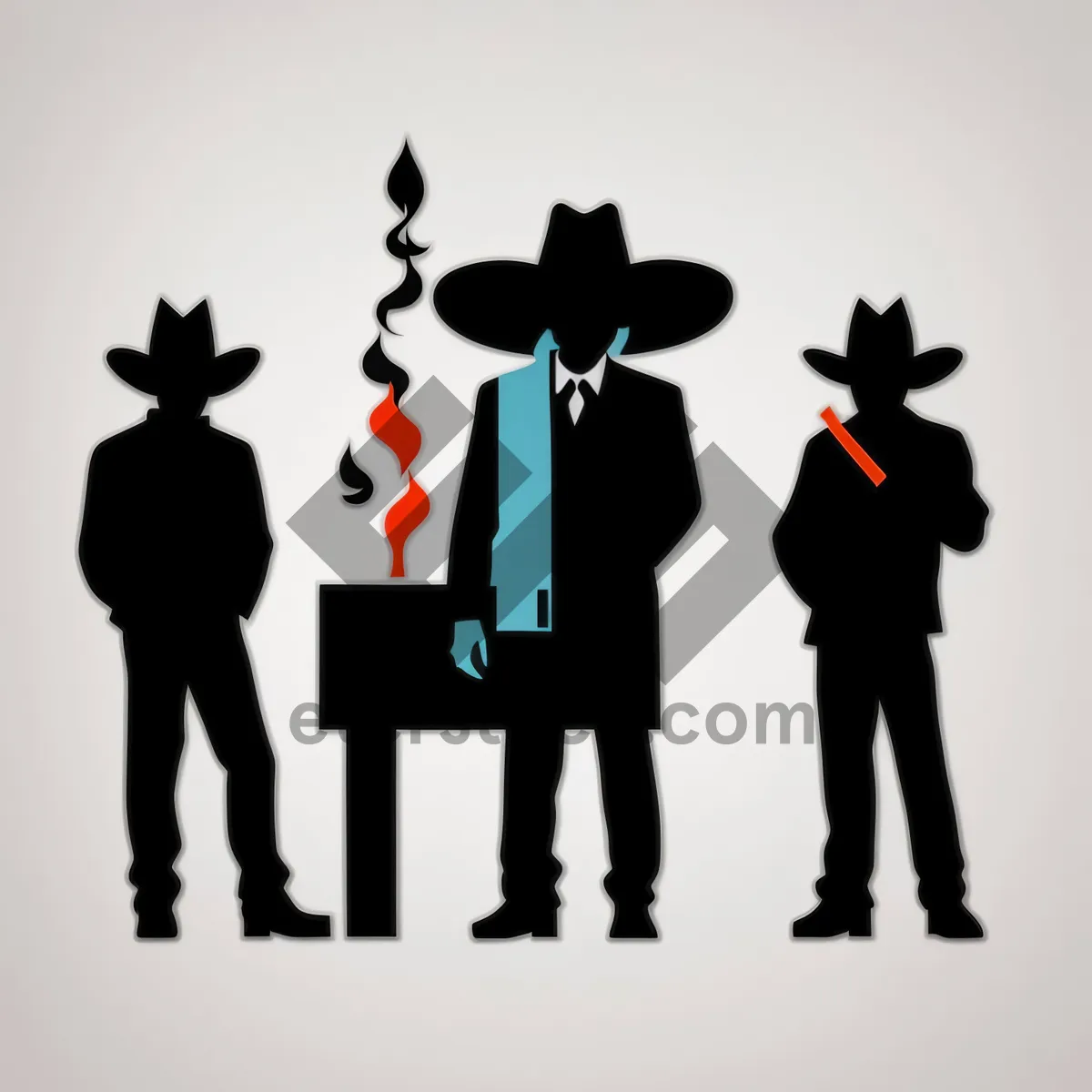 Picture of Group of Silhouetted Men and Women with Briefcases