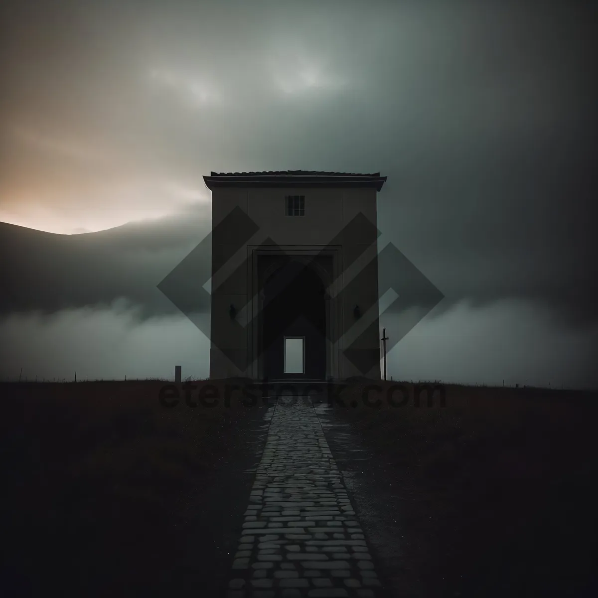 Picture of Old Church Tower with Bell: Iconic Structure Amidst Sky