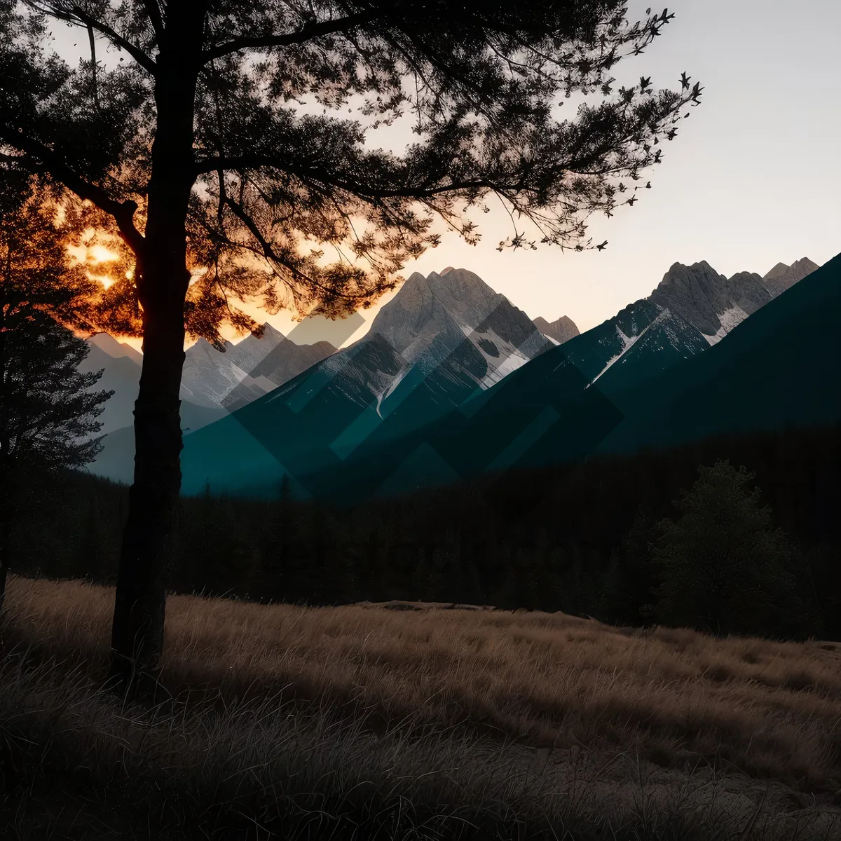 Picture of Majestic Peak Nestled Among Snow-Capped Mountains