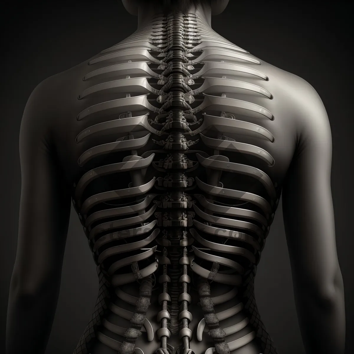 Picture of Human Spine Anatomy X-Ray: 3D Graphic of Skeletal Torso