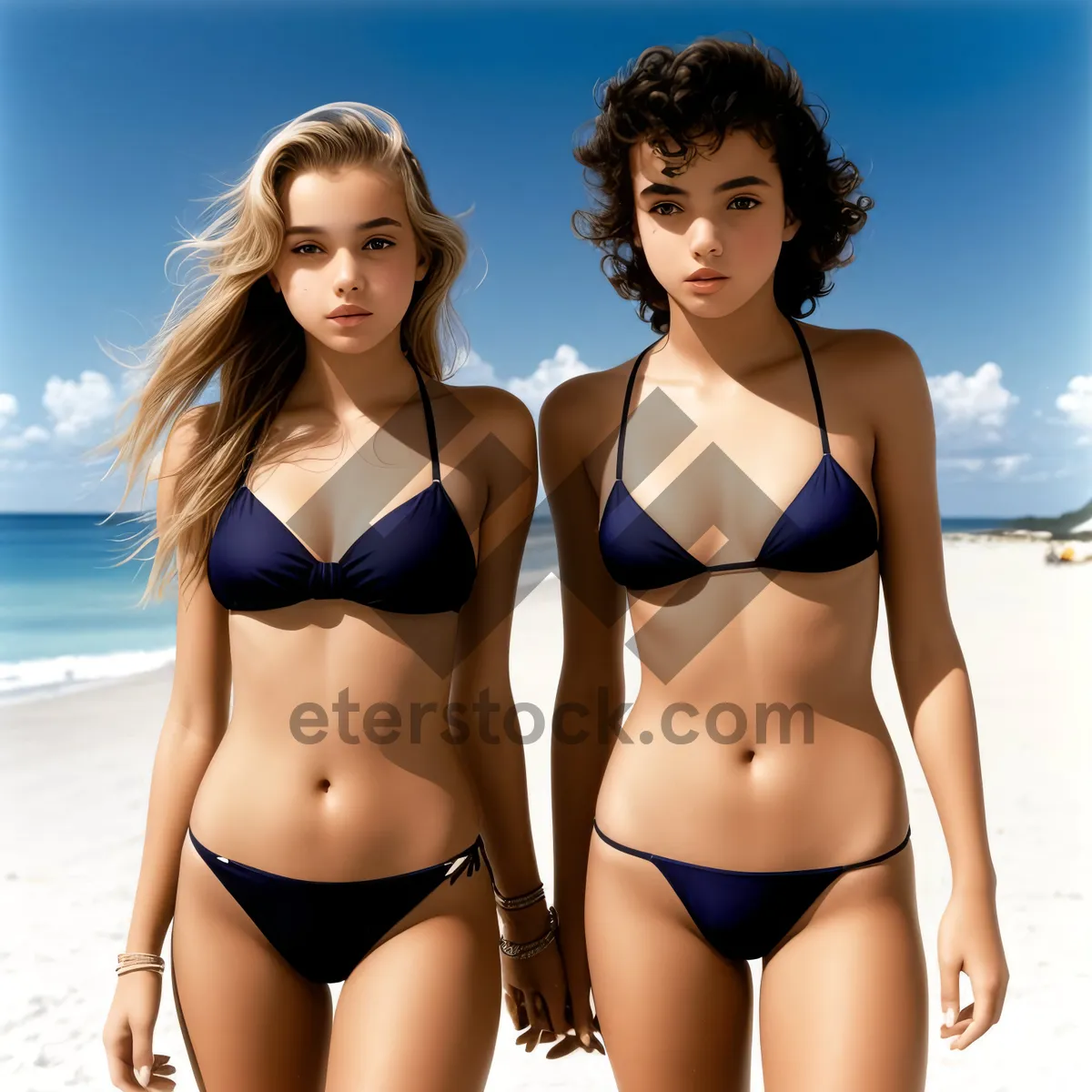 Picture of Bikini Model Posing Sensually on Beach