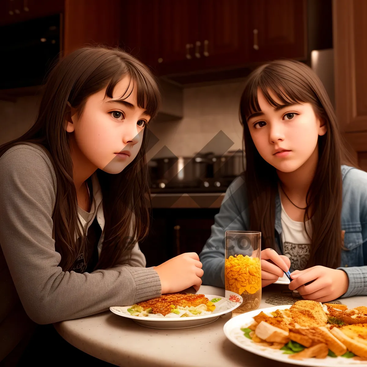 Picture of Happy couple enjoying delicious meal at restaurant