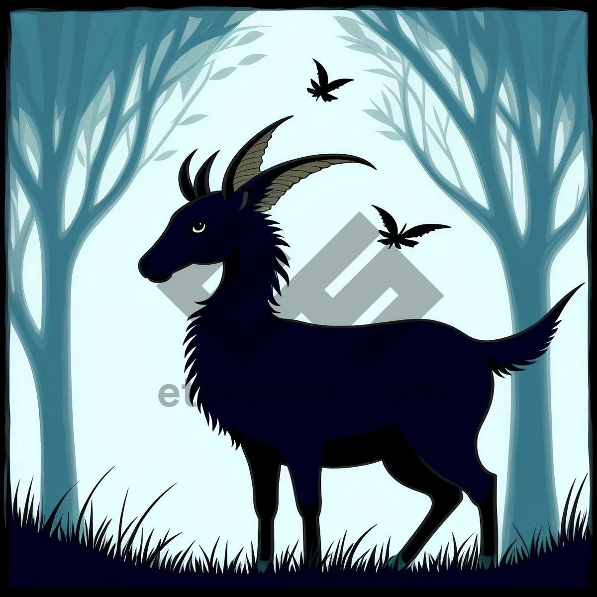 Picture of Majestic Moonlit Caribou Silhouette in Serene Night Sky