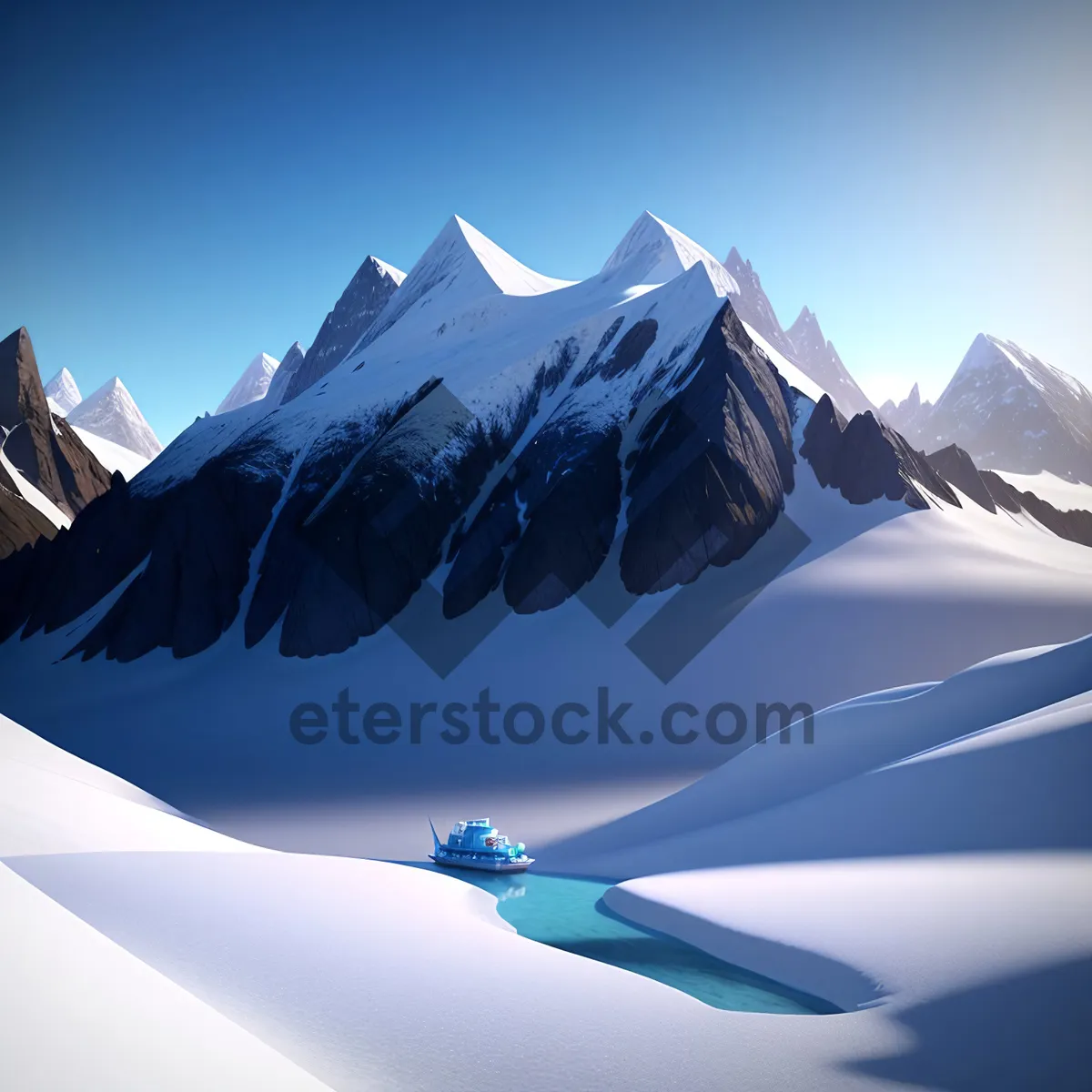 Picture of Scenic Skyline: Majestic Sunlit Mountain Landscape