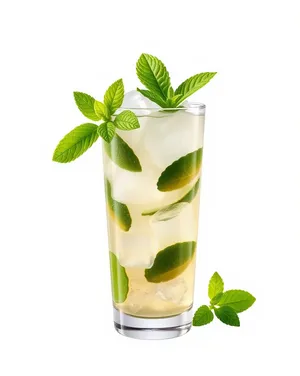 Fresh plant-based cocktail in bamboo glass