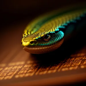 Vibrant Green Lizard Staring Intensely: Captivating Reptile Eye