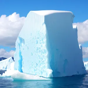 Frozen Arctic Glacier in Melting Water