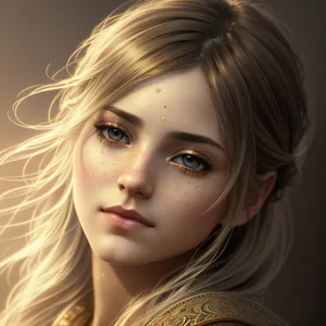 Captivating beauty with stunning hairstyle and seductive gaze