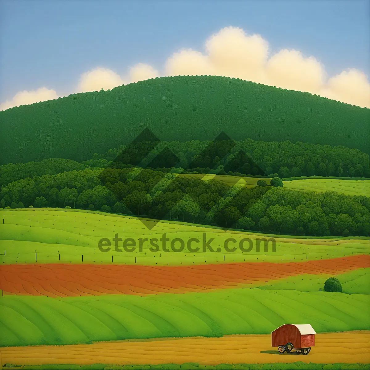 Picture of Sunny Baseball Field on Rolling Green Landscape