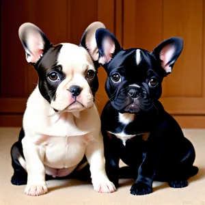 Cute Bulldog Puppy Sitting with Adorable Wrinkles