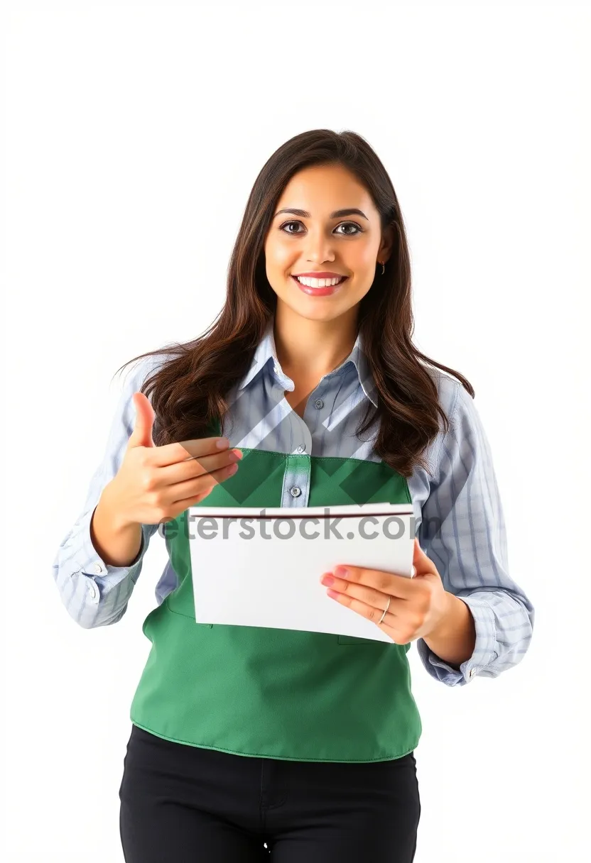 Picture of Attractive smiling businesswoman in corporate office portrait.