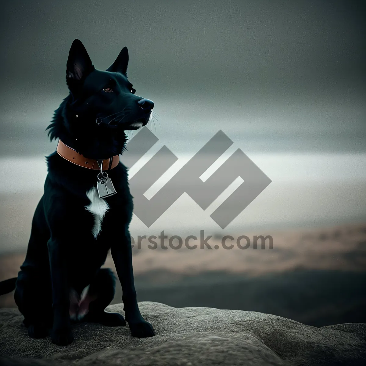 Picture of Terrier on Beach: Canine Leash Restraint