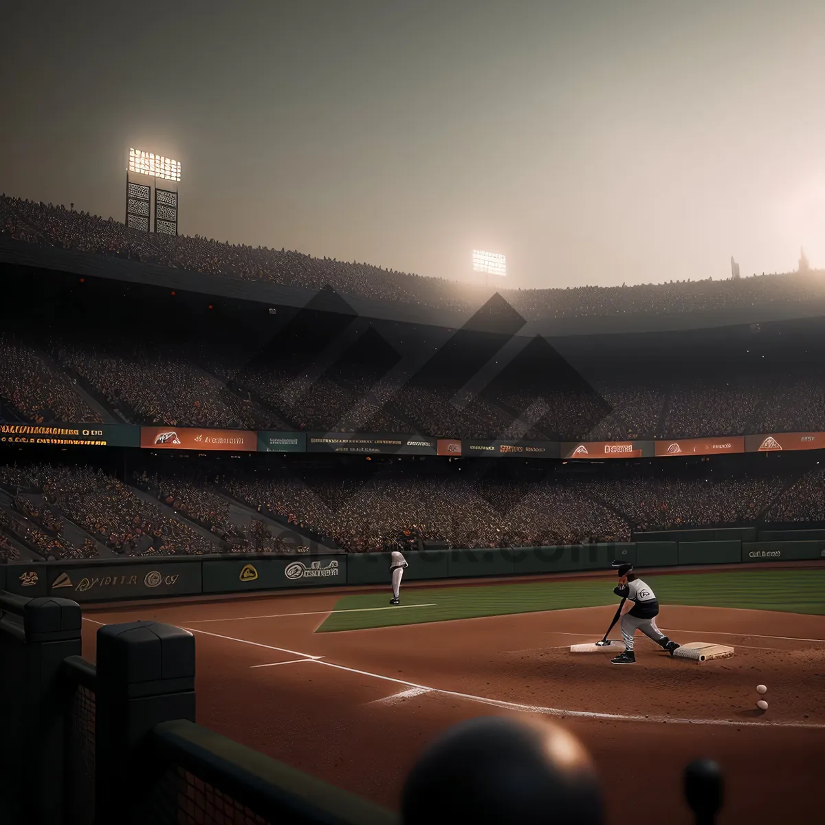 Picture of Nighttime City Stadium Under Glowing Sky.