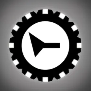 Shiny black round gear button icon.