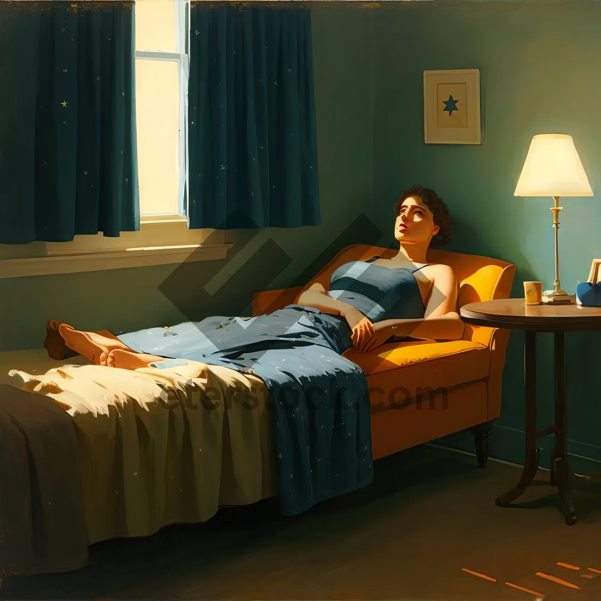 Picture of Modern Bedroom Interior with Comfortable Furniture