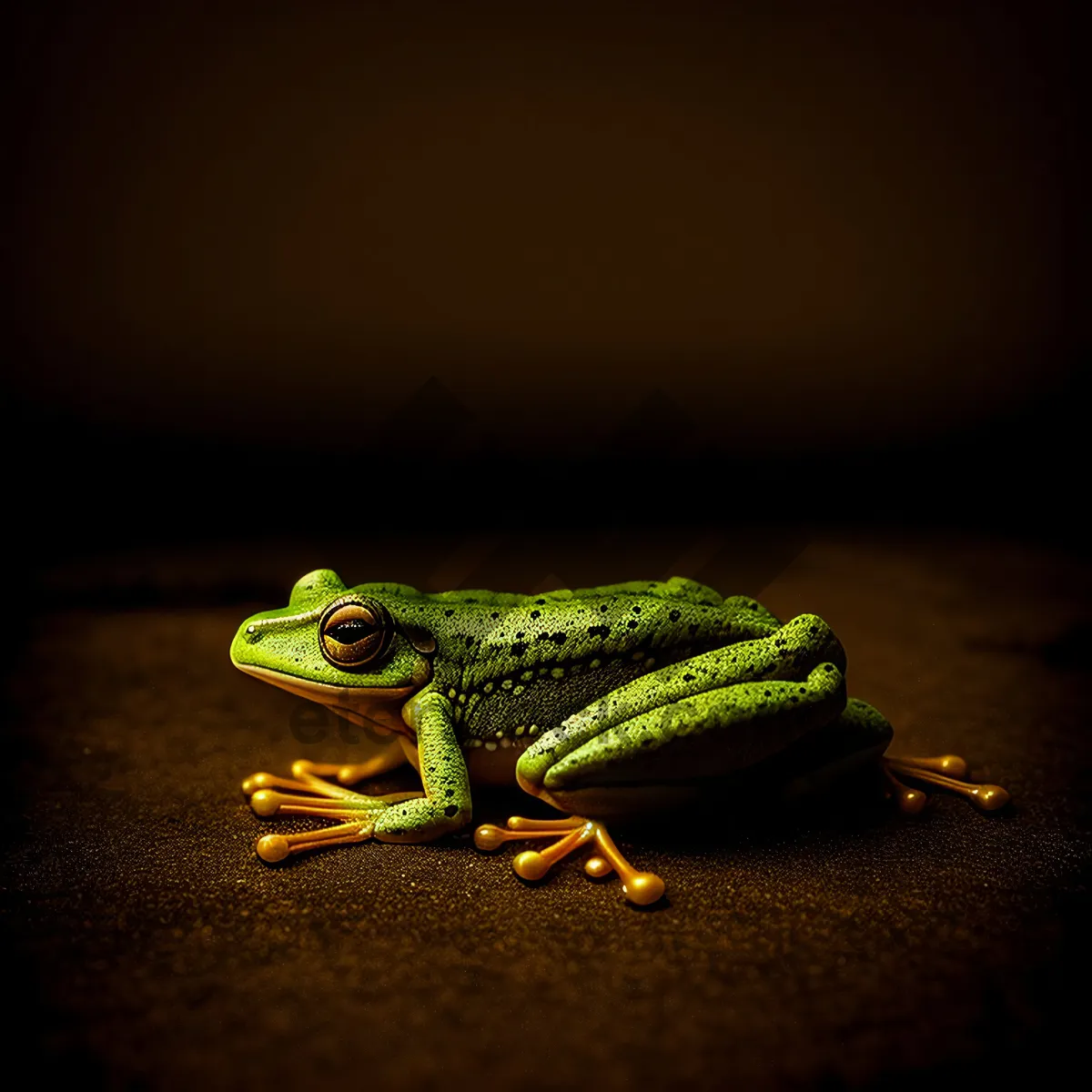 Picture of Vibrant-eyed amphibian amidst lush greenery.