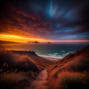 Golden Horizon Over Tropical Beach