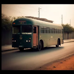 Public Transport Shuttle Bus on Street