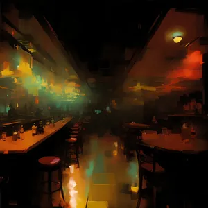Urban Spotlight at Night with City Lights.