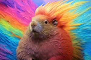 Cute brown guinea pig with fluffy fur