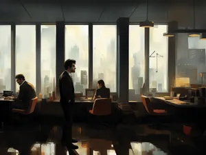 Modern Executive Sitting at Business Office Meeting