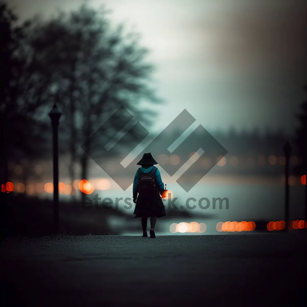 Picture of Beach Runner Embracing Sunset Silhouette