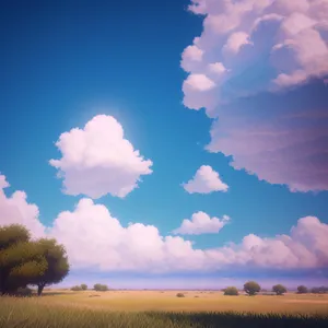 Serene countryside under a vibrant sky