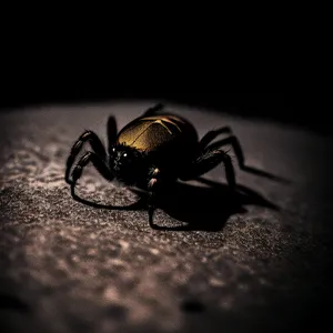 Close-up of Black Rhinoceros Beetle - Invertebrate Bug Image