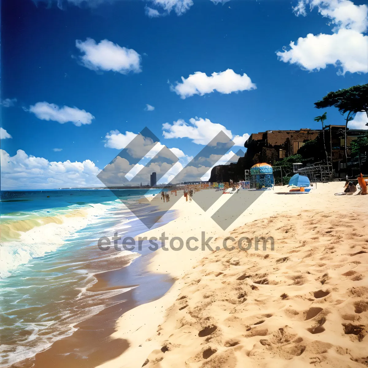 Picture of Tropical Bliss: Sun, Sand, Waves, and Palm