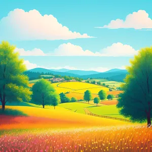 Golden Fields beneath a Sunny Sky