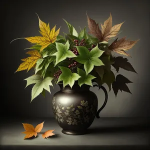 Colorful Holiday Vase with Leafy Decor and Branches