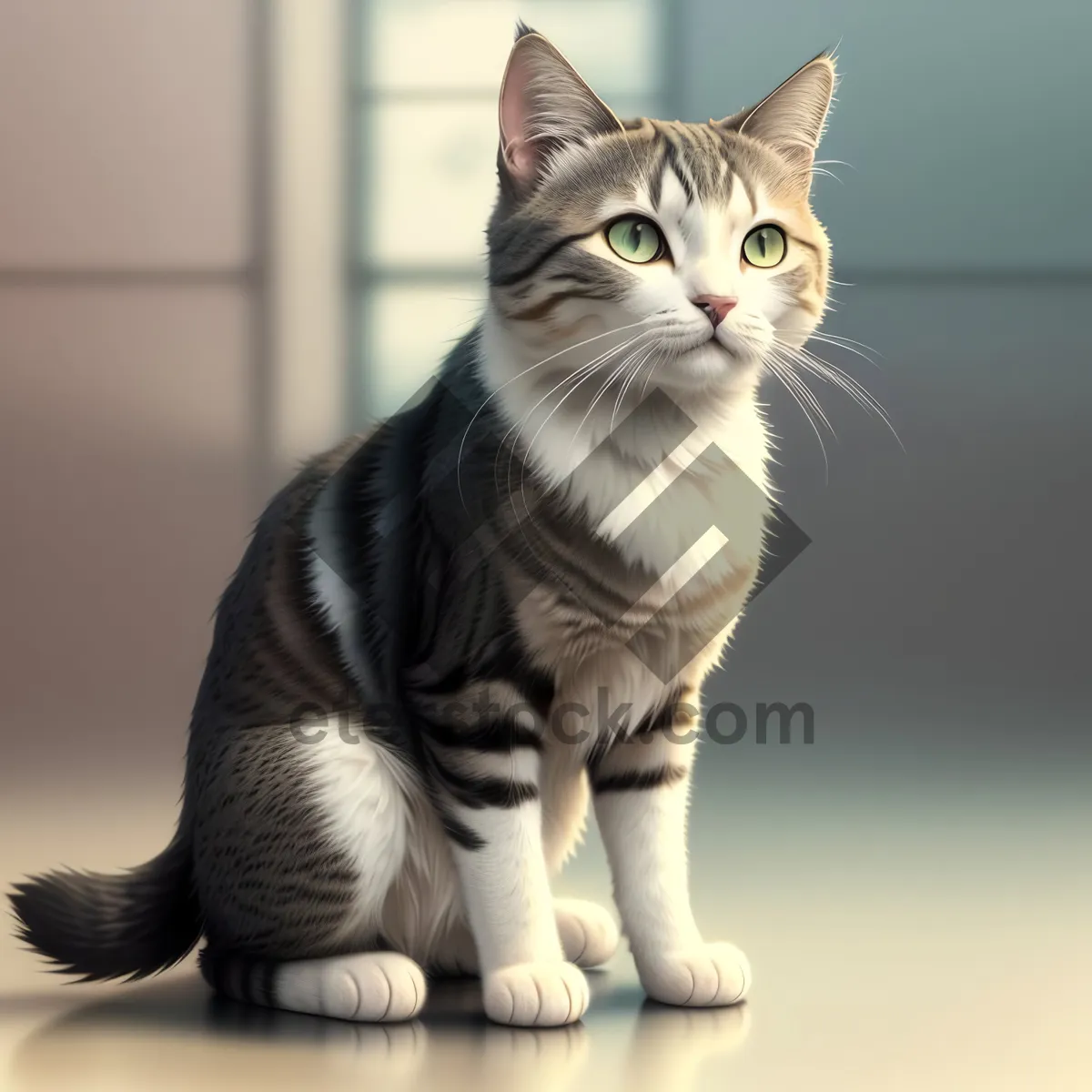 Picture of Adorable Striped Tabby Kitty with Whiskers