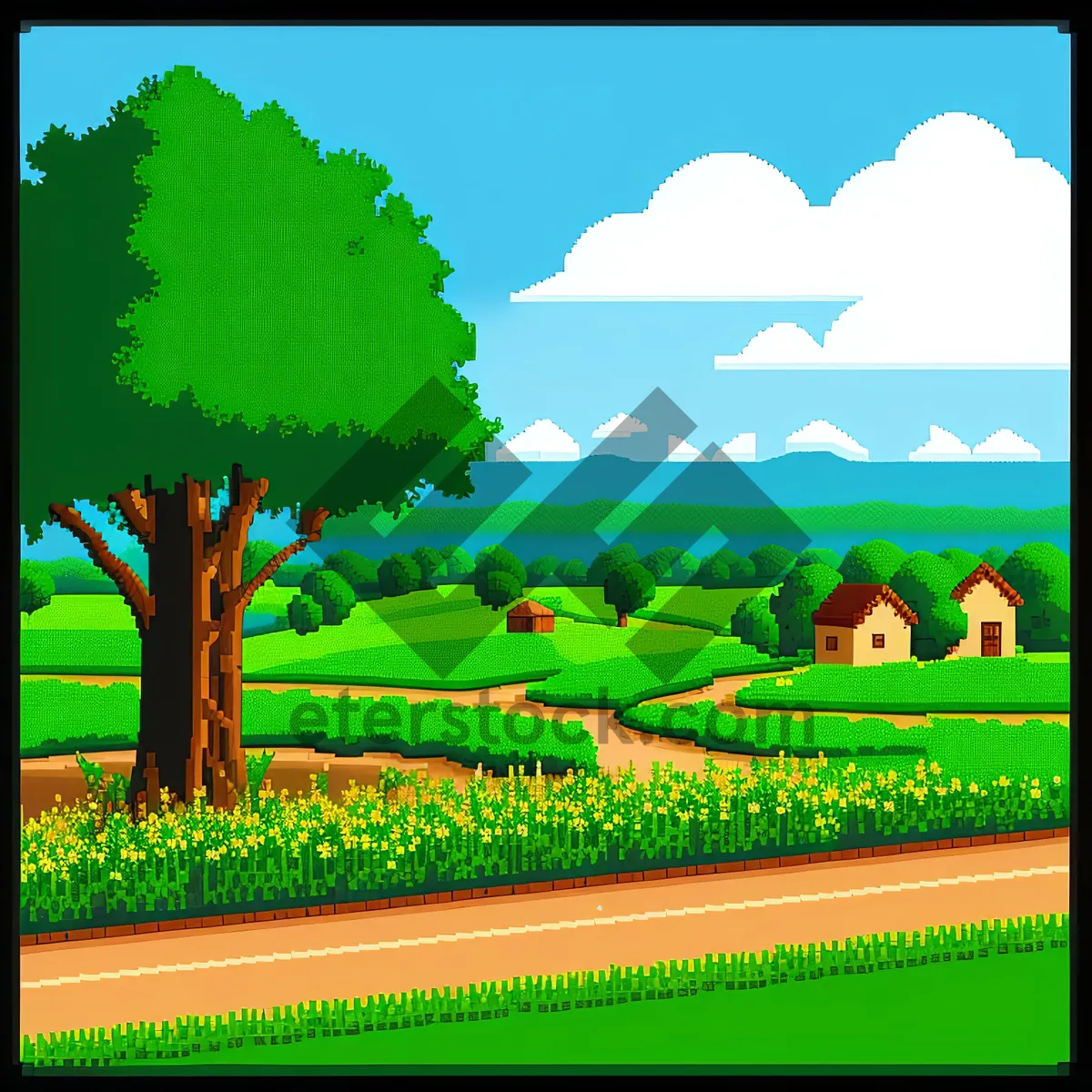 Picture of Meadow Serenity: Captivating Rural Landscape with Clear Sky and Rolling Hills