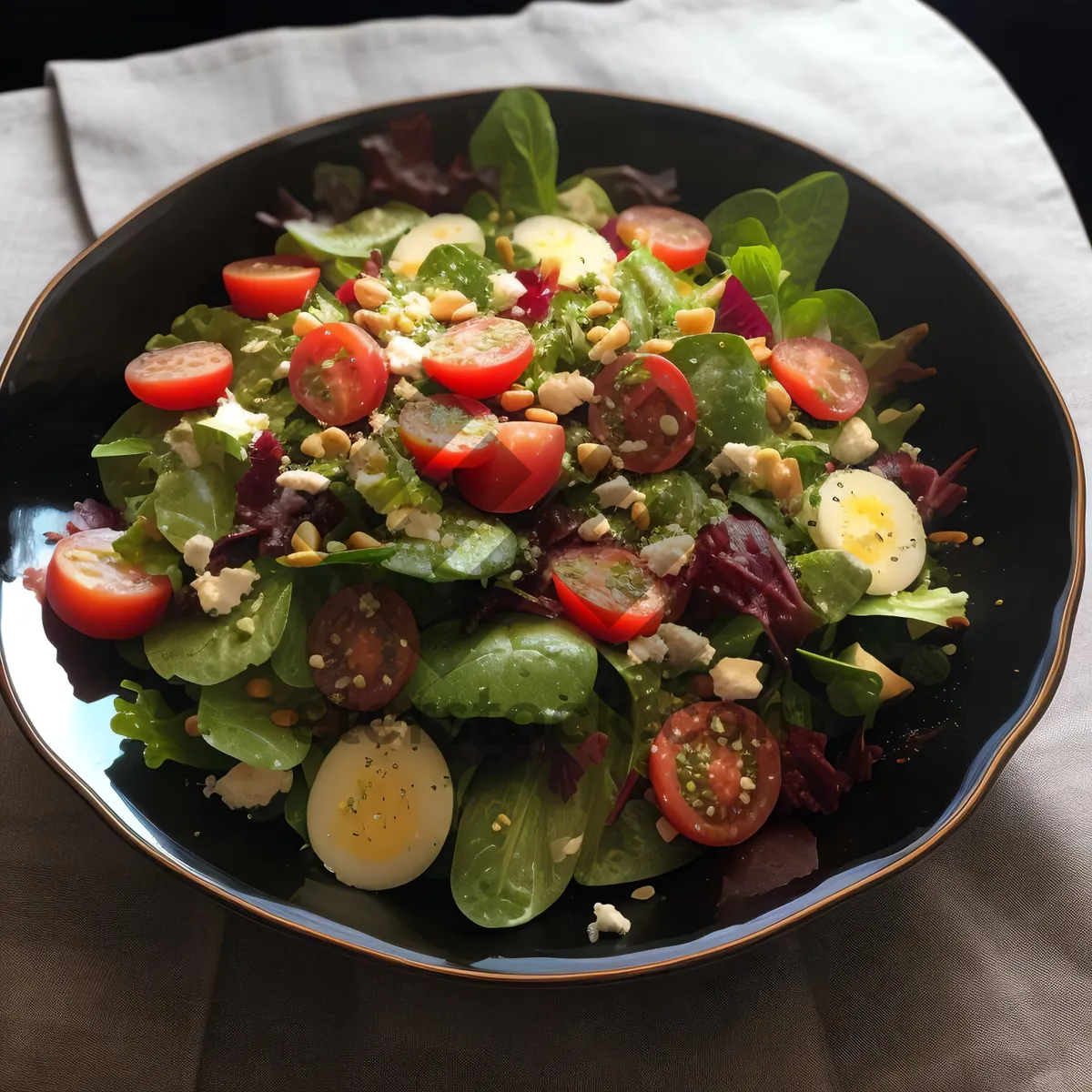 Picture of Fresh Vegetable Salad with Grilled Meat and Herb Sauce