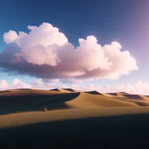 Sandscape: Captivating Desert Dunes Under Sunset Sky