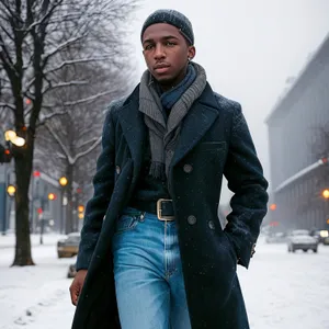 Smiling Businessman in Winter Suit