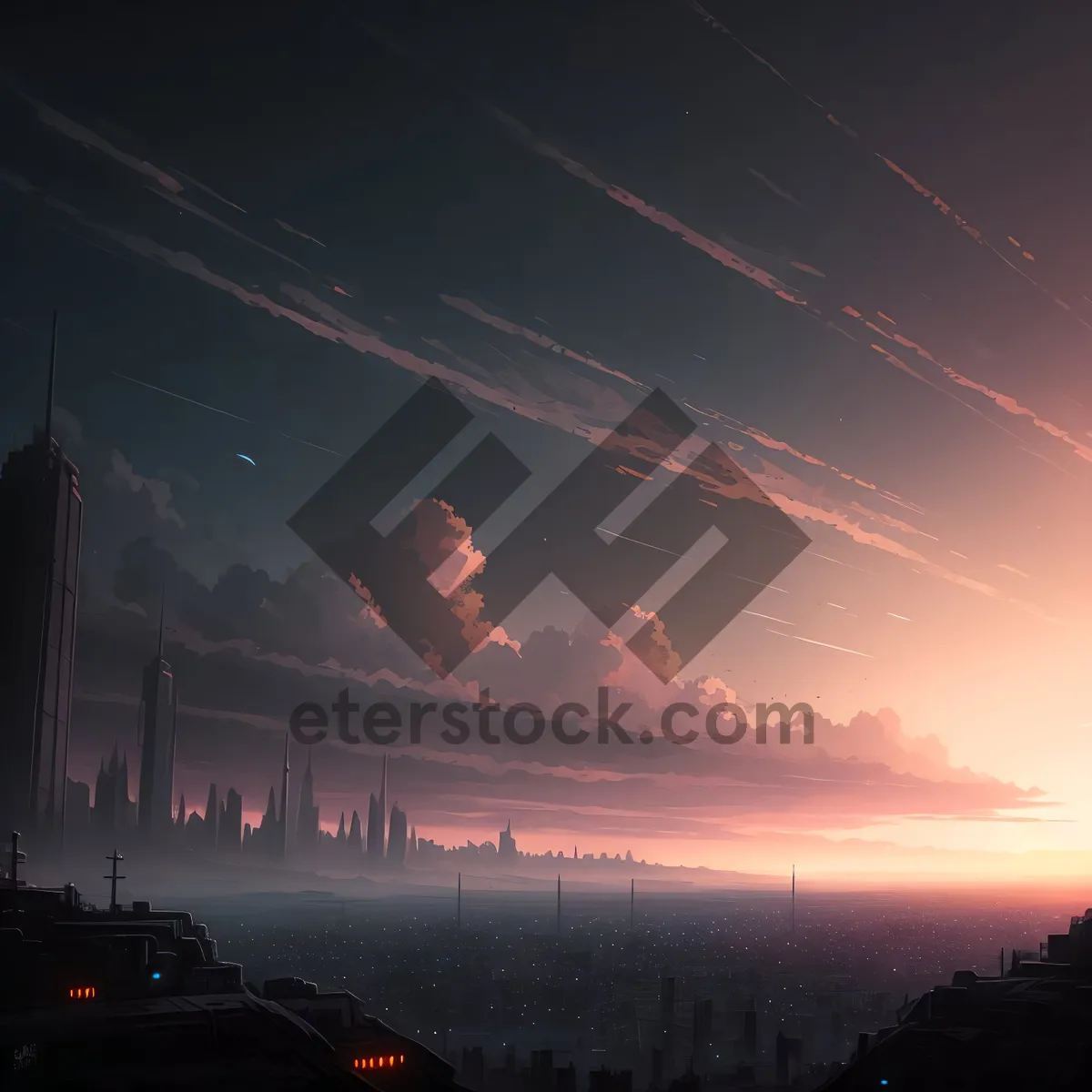 Picture of Majestic Sunset Over City Skyline