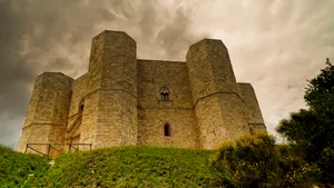 Ancient Castle Tower Against Blue Sky Iconic