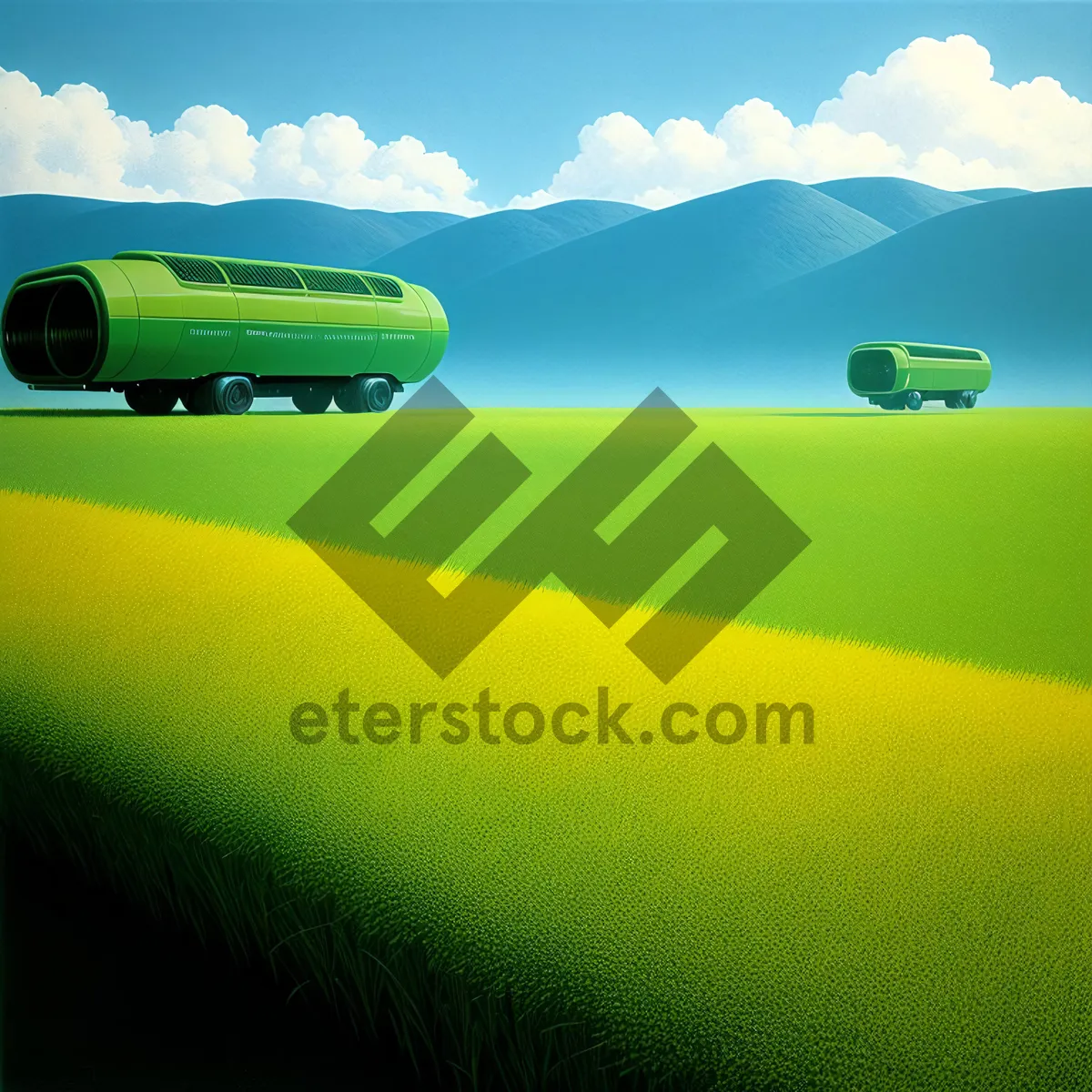 Picture of Idyllic Countryside Landscape Under Majestic Clouds