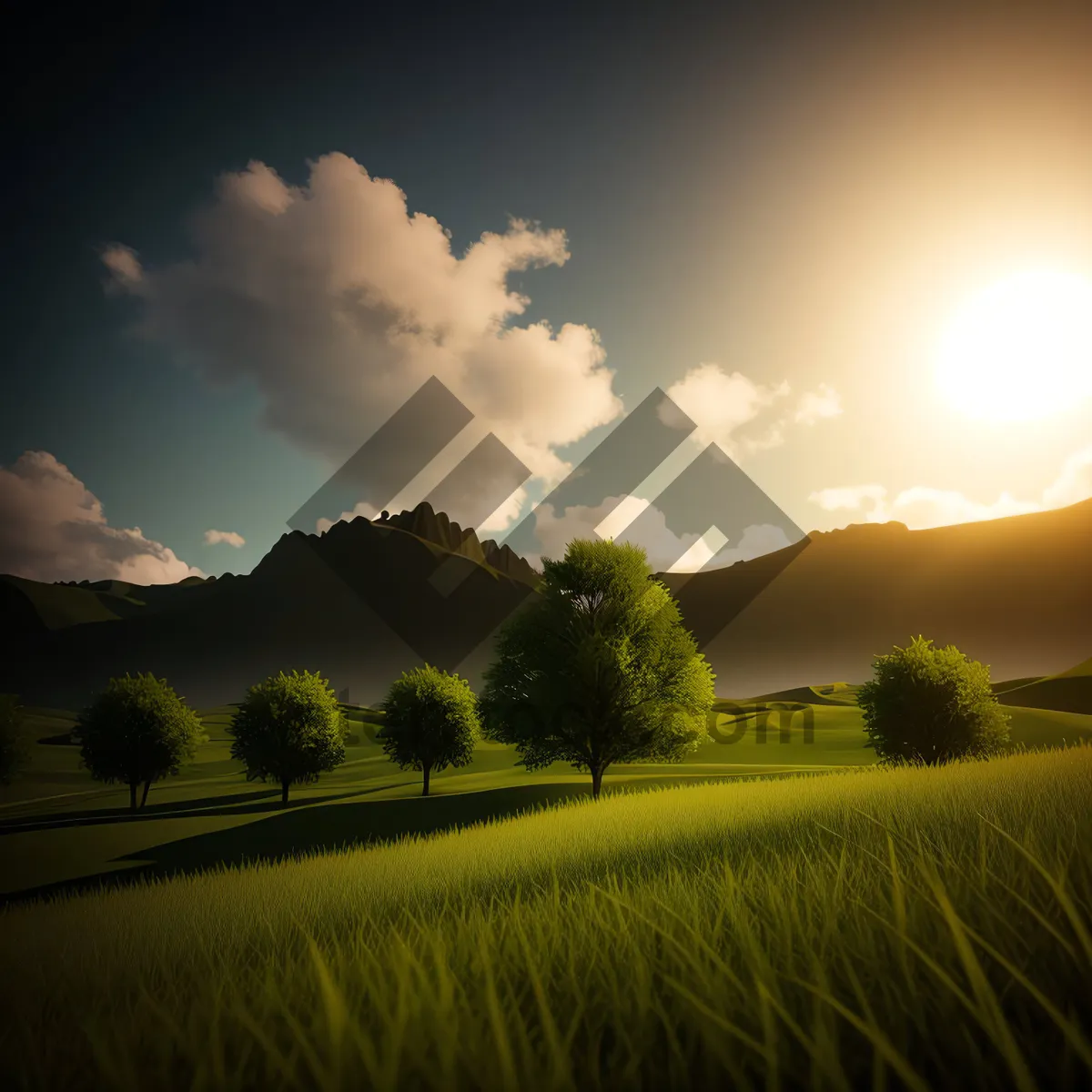 Picture of Golden countryside horizon with vibrant skies