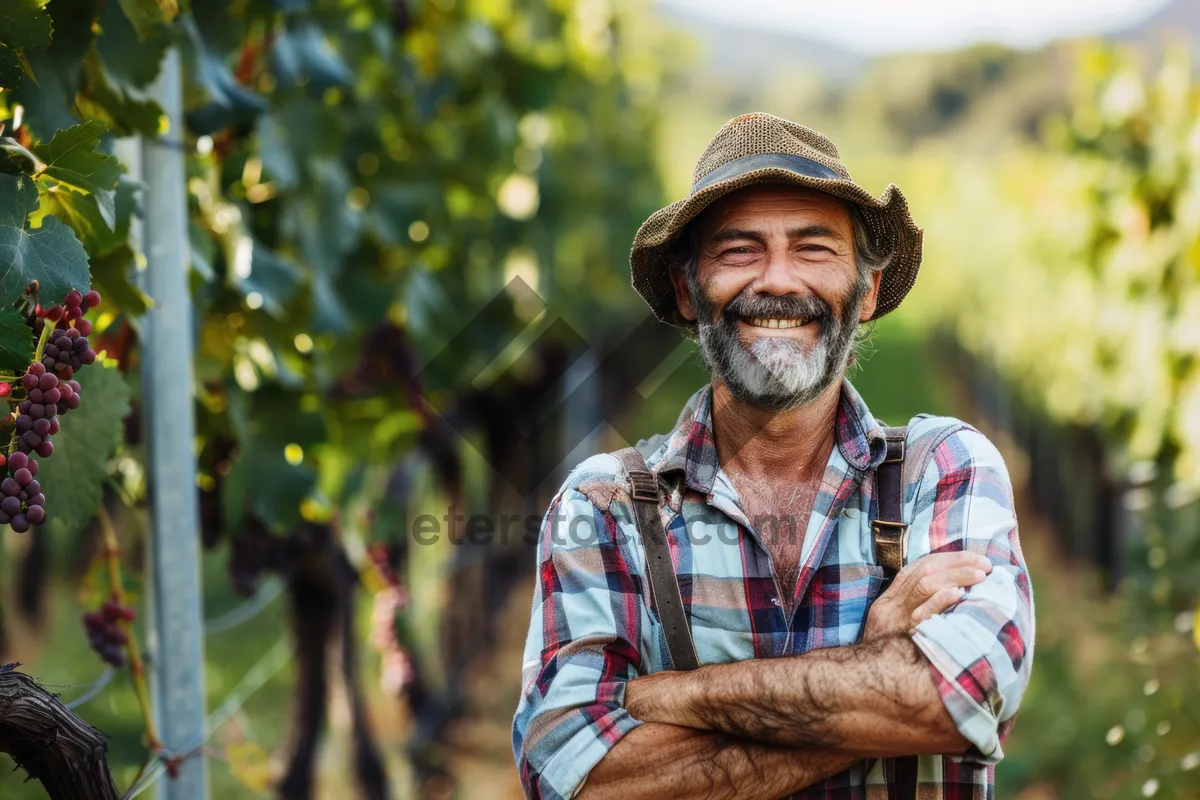 Picture of Happy farmer man portrait outdoors smiling face.