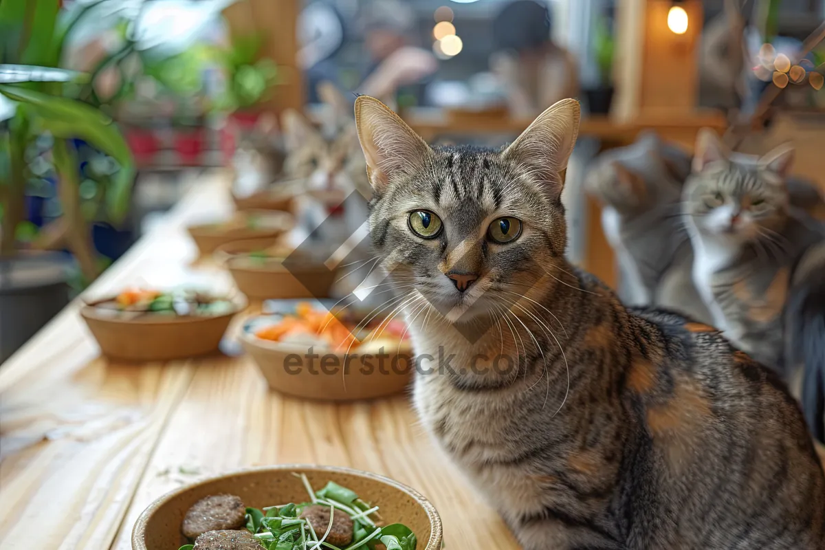 Picture of Cute gray tabby kitten with curious eyes and whiskers