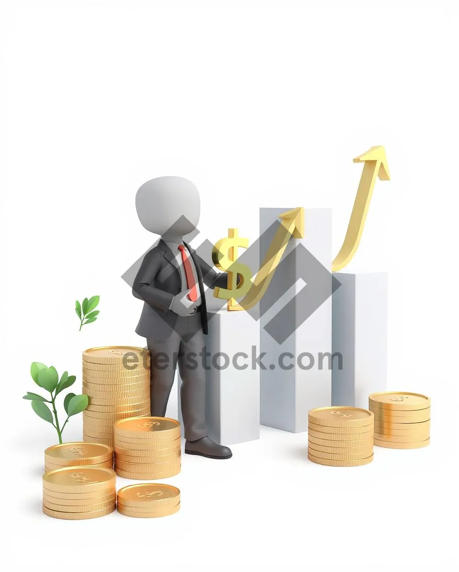 Picture of Success business cartoon man holding money symbol.