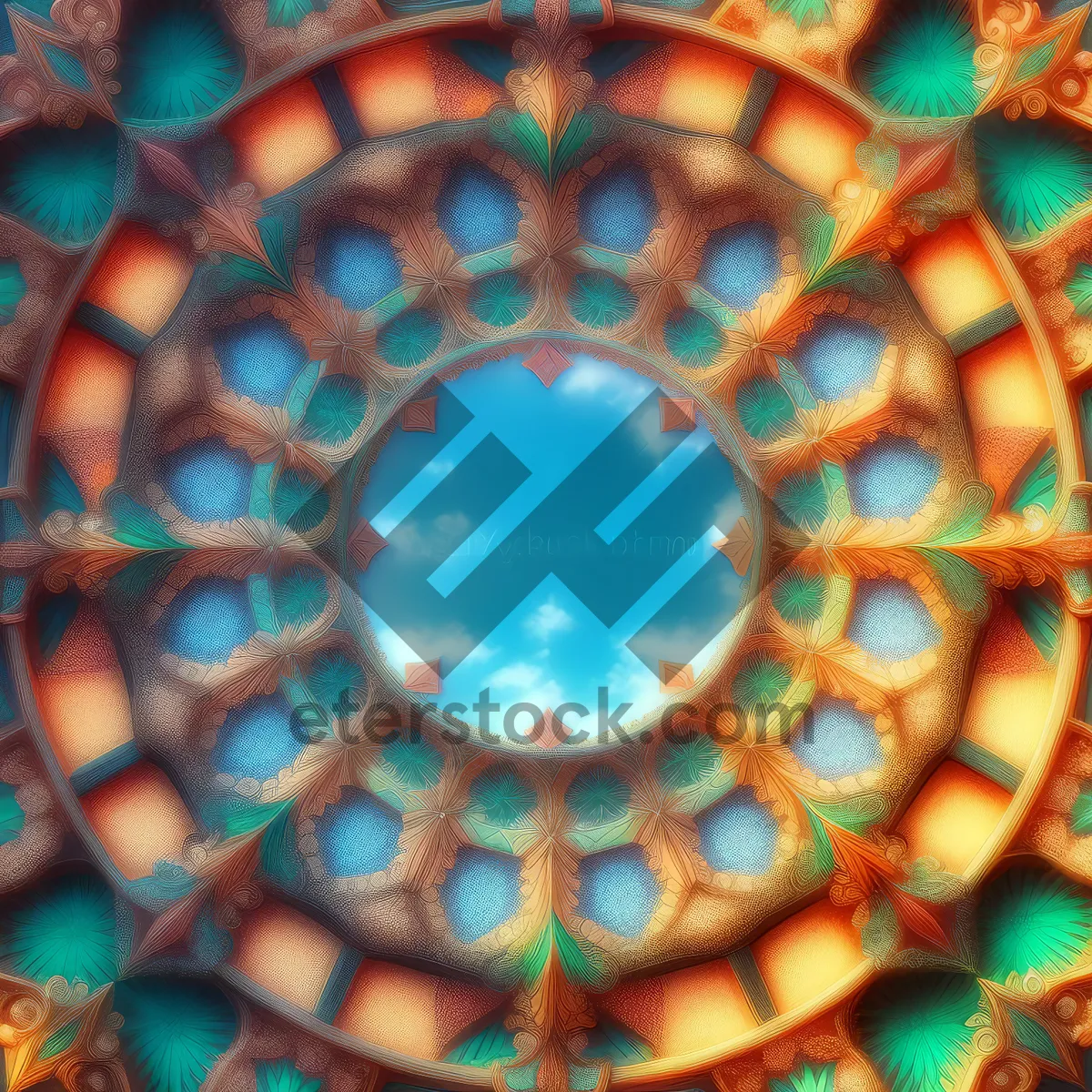 Picture of Colorful Geometric Mosaic Creation: Futuristic Digital Design
