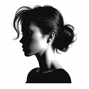 Attractive brunette model with stylish haircut and makeup.